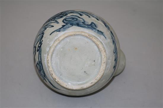 An Annamese blue and white porcelain kendi, 15th century, 15.5cm, sea-etched glaze